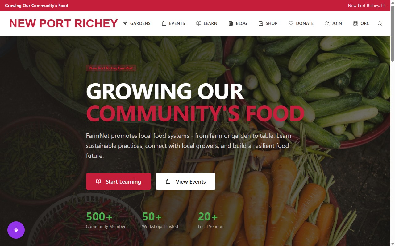 Community agriculture platform screenshot