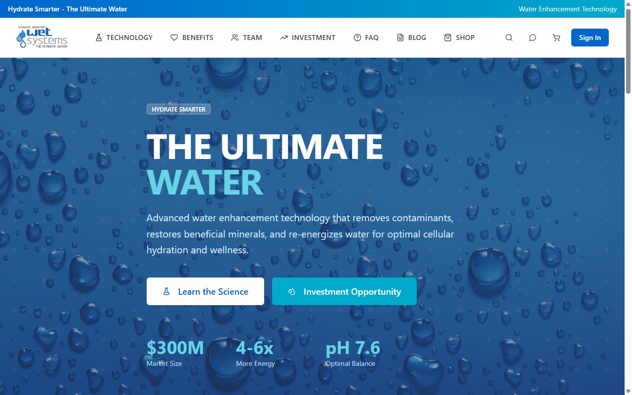 WET Systems live site screenshot